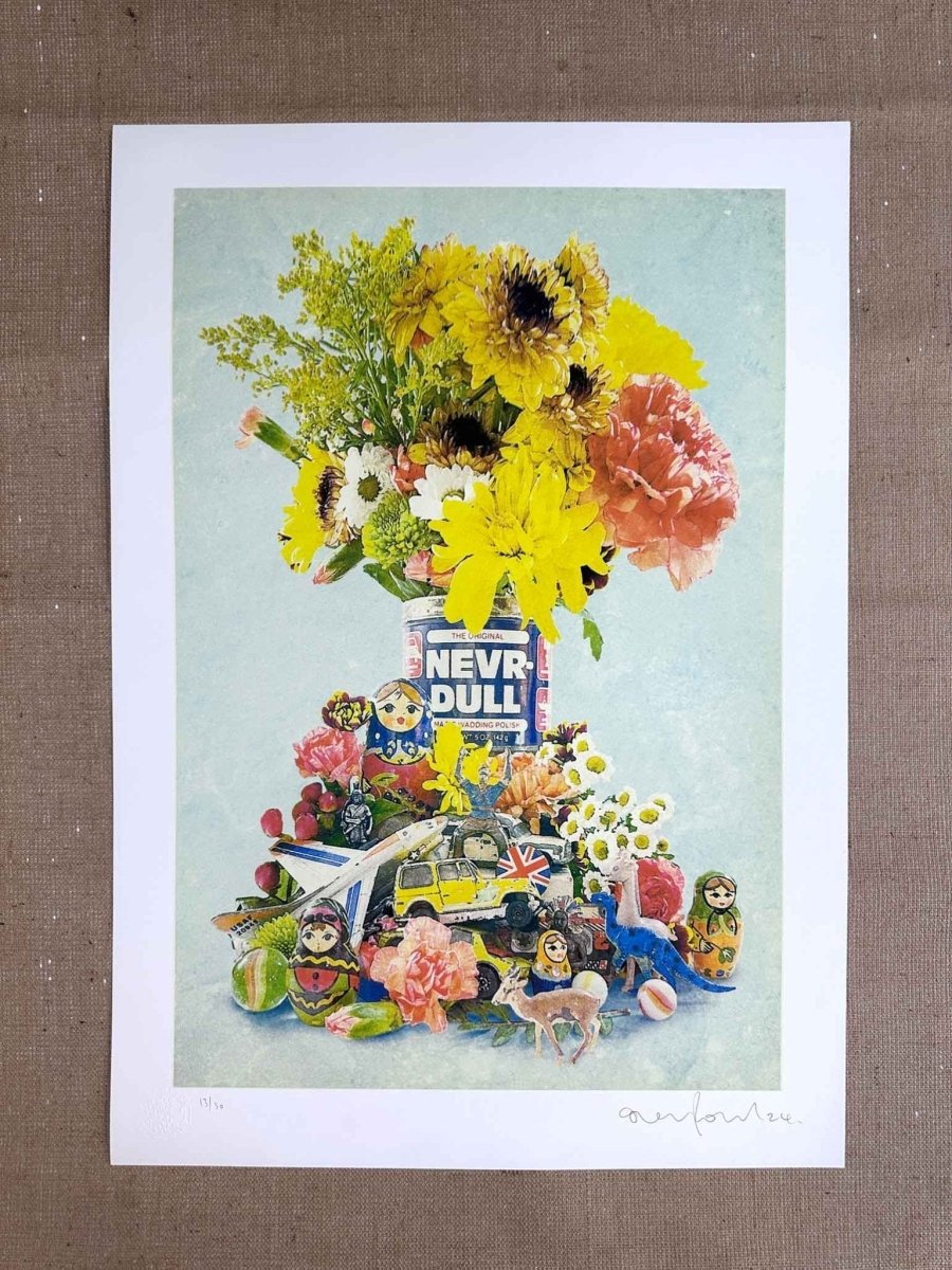 NEVRDULL Hand Pulled Varnish Screen Print Original screenprint OLI FOWLER ART tag1 diamond