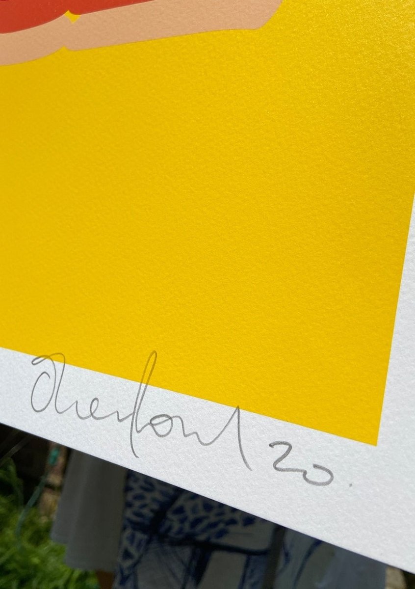 4-colour screenprint, yellow, pink and red, retro 3D typography, edition of 20, white stock