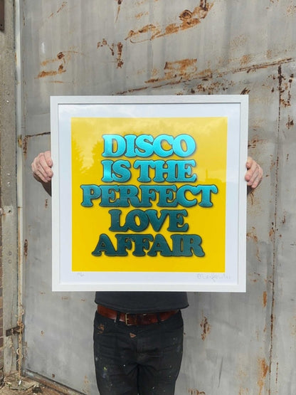 DISCO IS...YELLOW (FRAMED) OLI FOWLER ART tag1  framed art