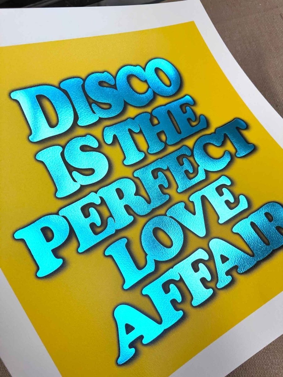 Disco Is...Yellow Hand pulled Screenprint Original screenprint OLI FOWLER ART tag1  Hand - pulled Screenprint