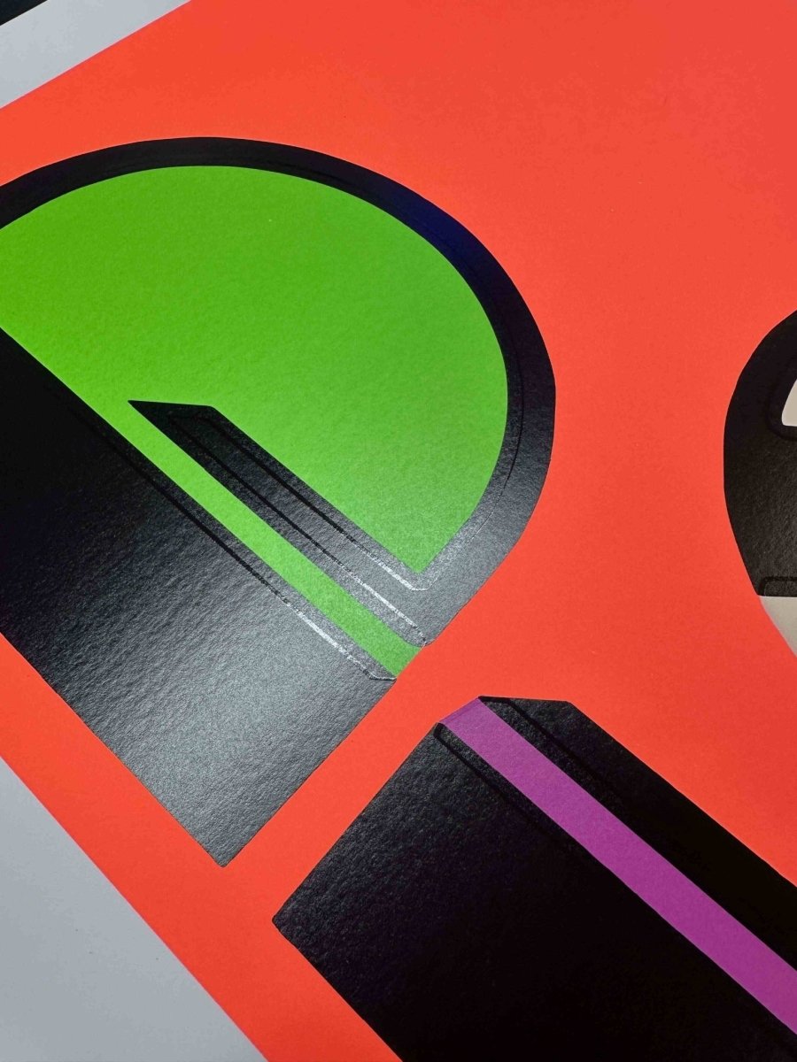 DISCO25 Fluro Orange Hand Pulled Screenprint Screen Print OLI FOWLER ART tag1  disco