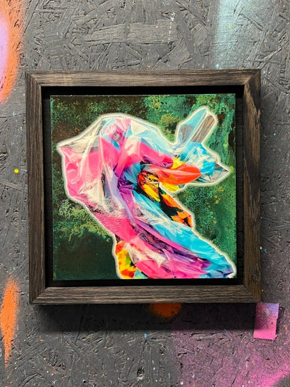 Small Copper Originals — Oxidised Artwork, hand-pulled screenprint by Oli Fowler, neon abstract on oxidised copper