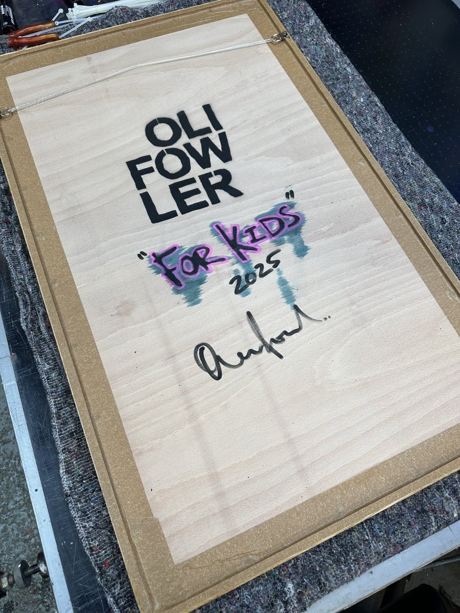 "For Kids" Framed Original Screen Print Original OLI FOWLER ART tag1  framed art