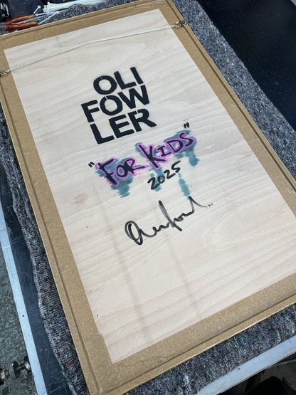 "For Kids" Framed Original Screen Print Original OLI FOWLER ART tag1  framed art