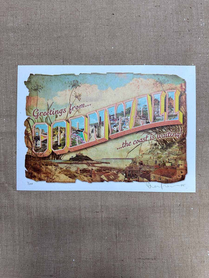 Greetings From Cornwall... Hand Pulled Screenprint Artwork OLI FOWLER ART tag1  Cornwall