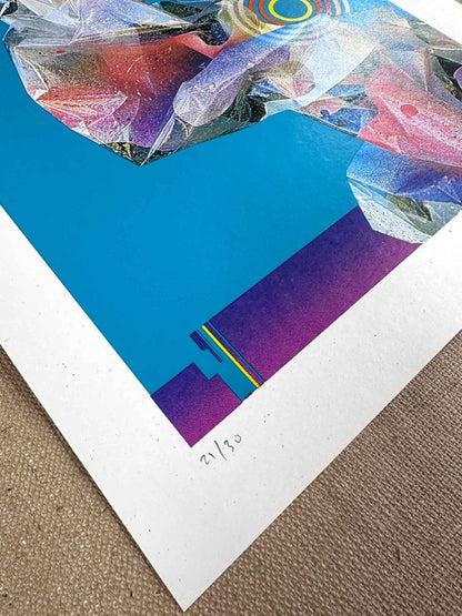 HEX BLUE Hand pulled Cmyk Dither Screenprint OLI FOWLER ART tag1 