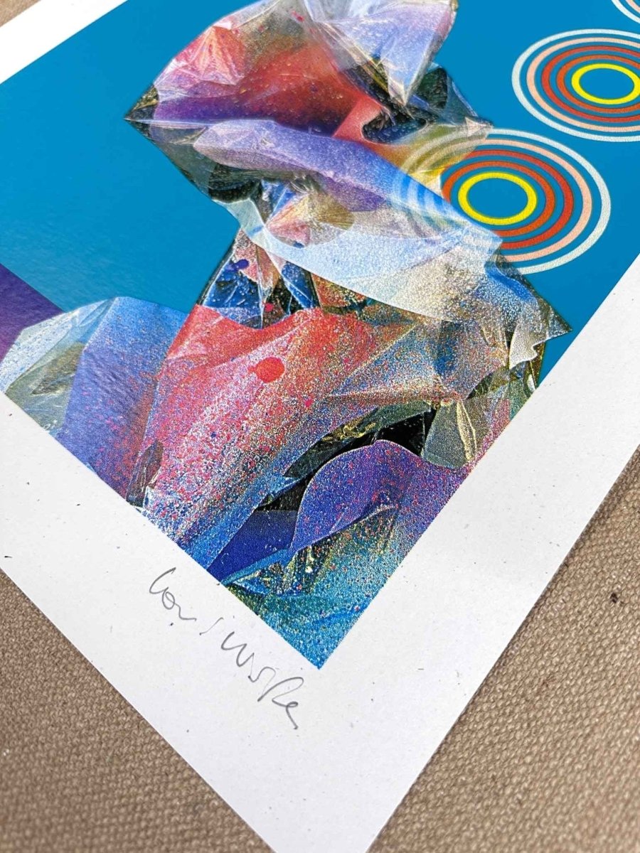 HEX BLUE Hand pulled Cmyk Dither Screenprint OLI FOWLER ART tag1 