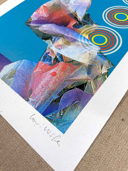 HEX BLUE Hand pulled Cmyk Dither Screenprint OLI FOWLER ART tag1 