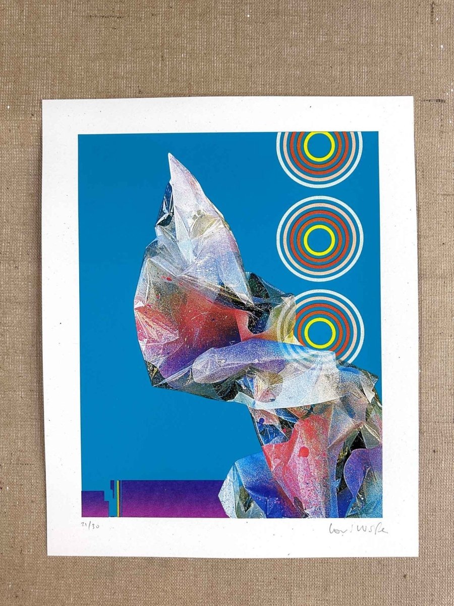 HEX BLUE Hand pulled Cmyk Dither Screenprint OLI FOWLER ART tag1 
