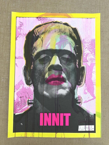 INNIT / ORIGINAL (MONO PINK) Original screenprint OLI FOWLER ART tag1  Halloween