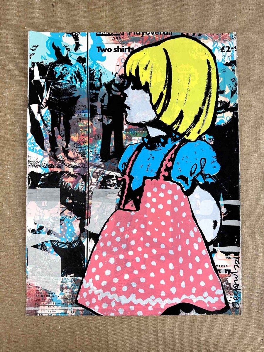 JACKY 2 ORIGINAL Hand pulled Screenprint Original screenprint OLI FOWLER ART tag1  collage art