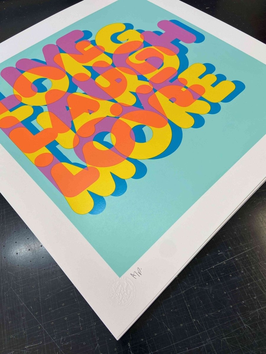 Live Laugh Love Hand Pulled Screenprint Original screenprint OLI FOWLER ART tag1  green