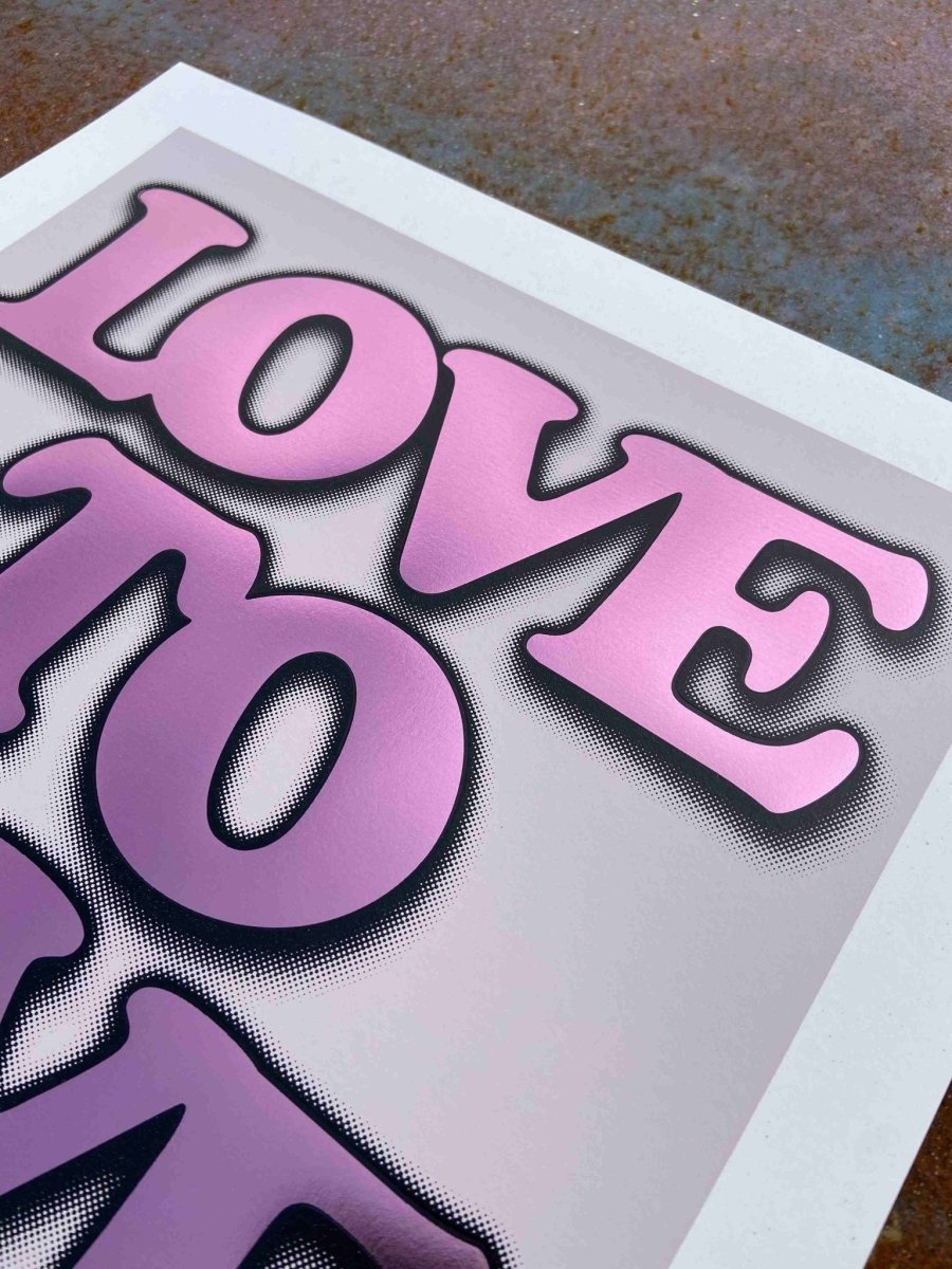 Love To Love...Lilac Hand Pulled Screenprint Screen Print Olly Fowler 2020 tag1  lovetolove