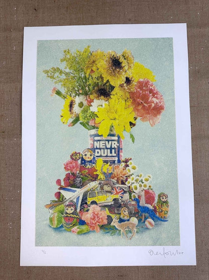 NEVRDULL Hand Pulled Diamond Dust Screen Print Original screenprint OLI FOWLER ART tag1  diamond