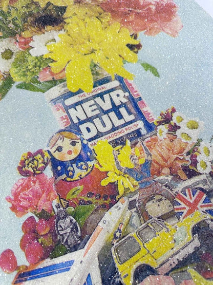 NEVRDULL Hand Pulled Diamond Dust Screen Print Original screenprint OLI FOWLER ART tag1  diamond