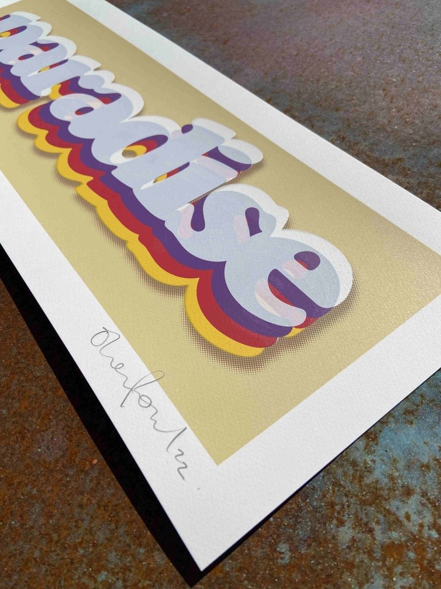 Paradise Cream Hand Pulled Screenprint Original screenprint OLI FOWLER ART tag1  Hand - Pulled