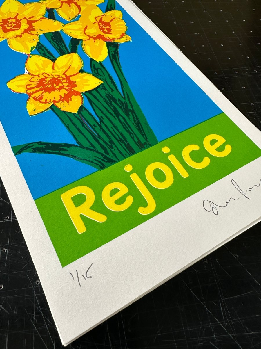 Rejoice - Hand Pulled Screen Print Screen Print OLI FOWLER ART tag1  Limited Edition