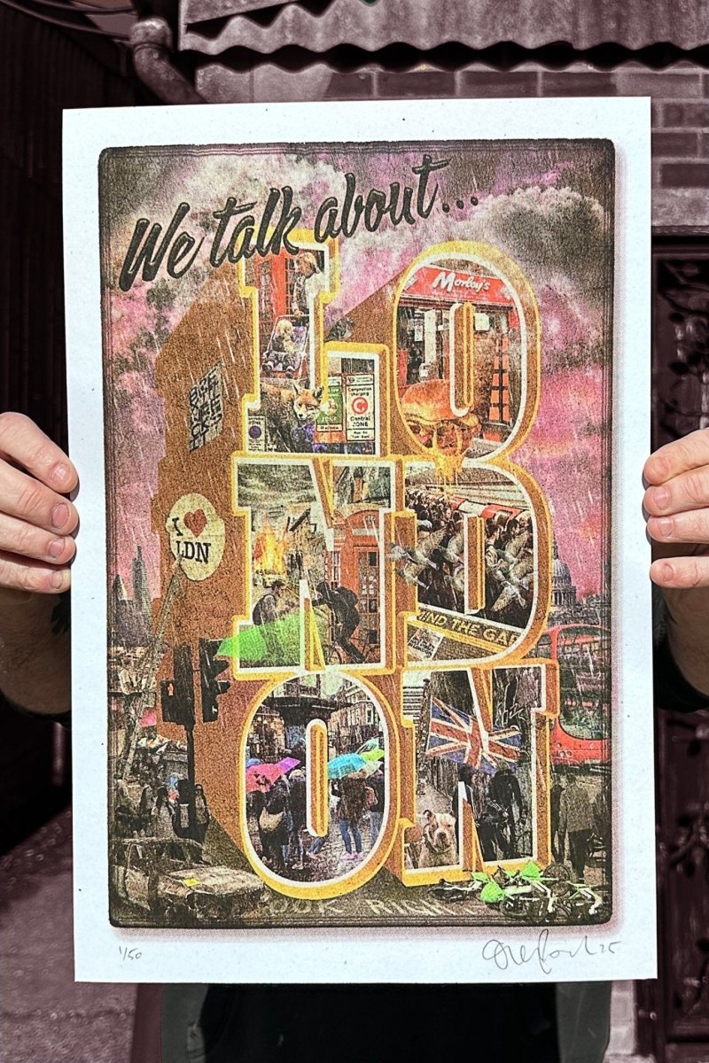We Talk About London hand-pulled CMYK screenprint by Oli Fowler